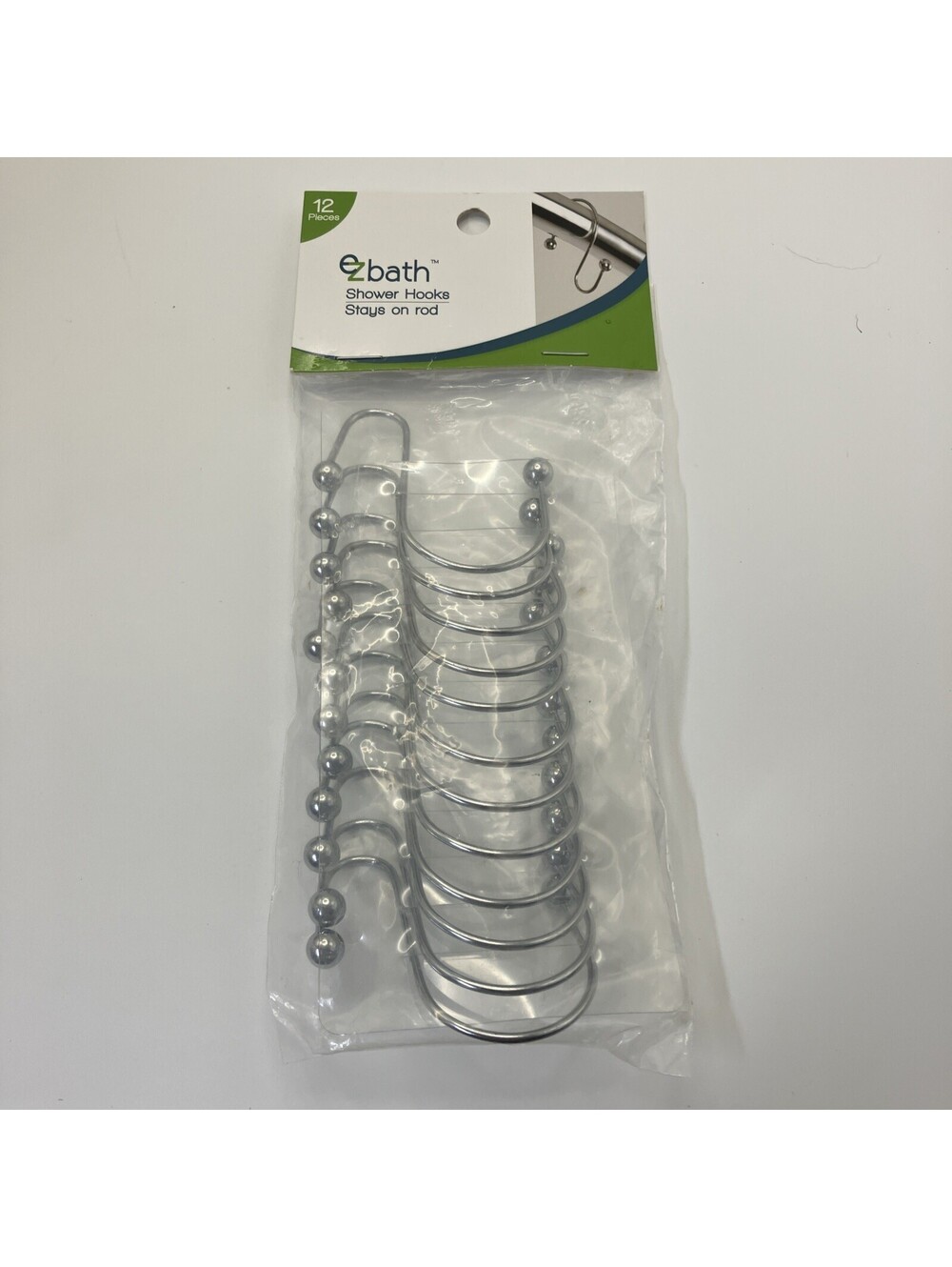 EZ Bath 12 Piece Chrome Decorative Shower Hooks.  NIB.